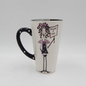 Silvestri Dolly Mama's By Joey Naughty Or Nice Latte Coffee Mug Cup Polka Dots